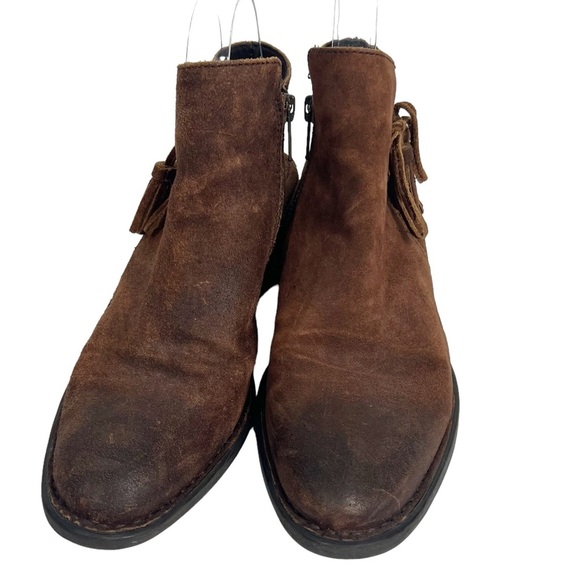 BORN Monikah Block Heel Distressed Suede Back Strap Bootie in Tobacco Size 8 - Picture 6 of 13